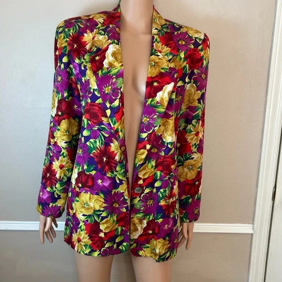 Talbots Floral Silk Blazer - Picture 1 of 7
